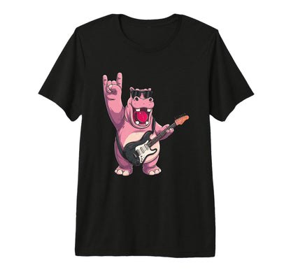 Hippo Guitar Player Rock Music Tri Blend T-Shirt - Streetwear Style Unisex - T-Shirt, Sweatshirt, Hoodie