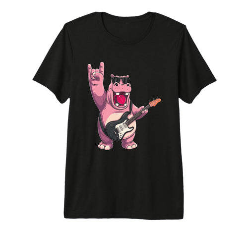 Hippo Guitar Player Rock Music Tri Blend T-Shirt - Streetwear Style Unisex - T-Shirt, Sweatshirt, Hoodie