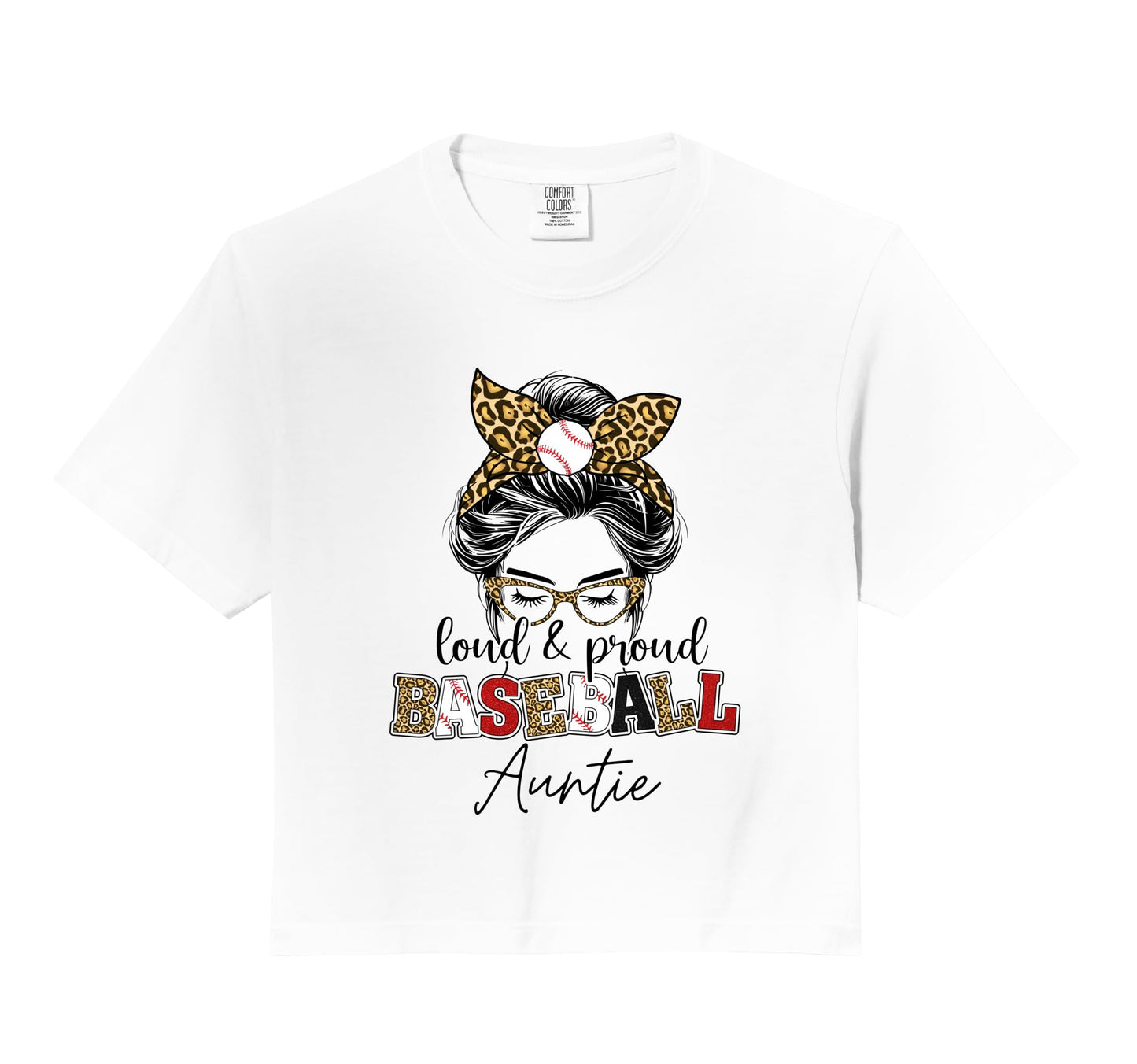 Proud Baseball Auntie Messy Bun Sweatshirt - Fun Novelty Design Men Women - T-Shirt, Sweatshirt, Hoodie