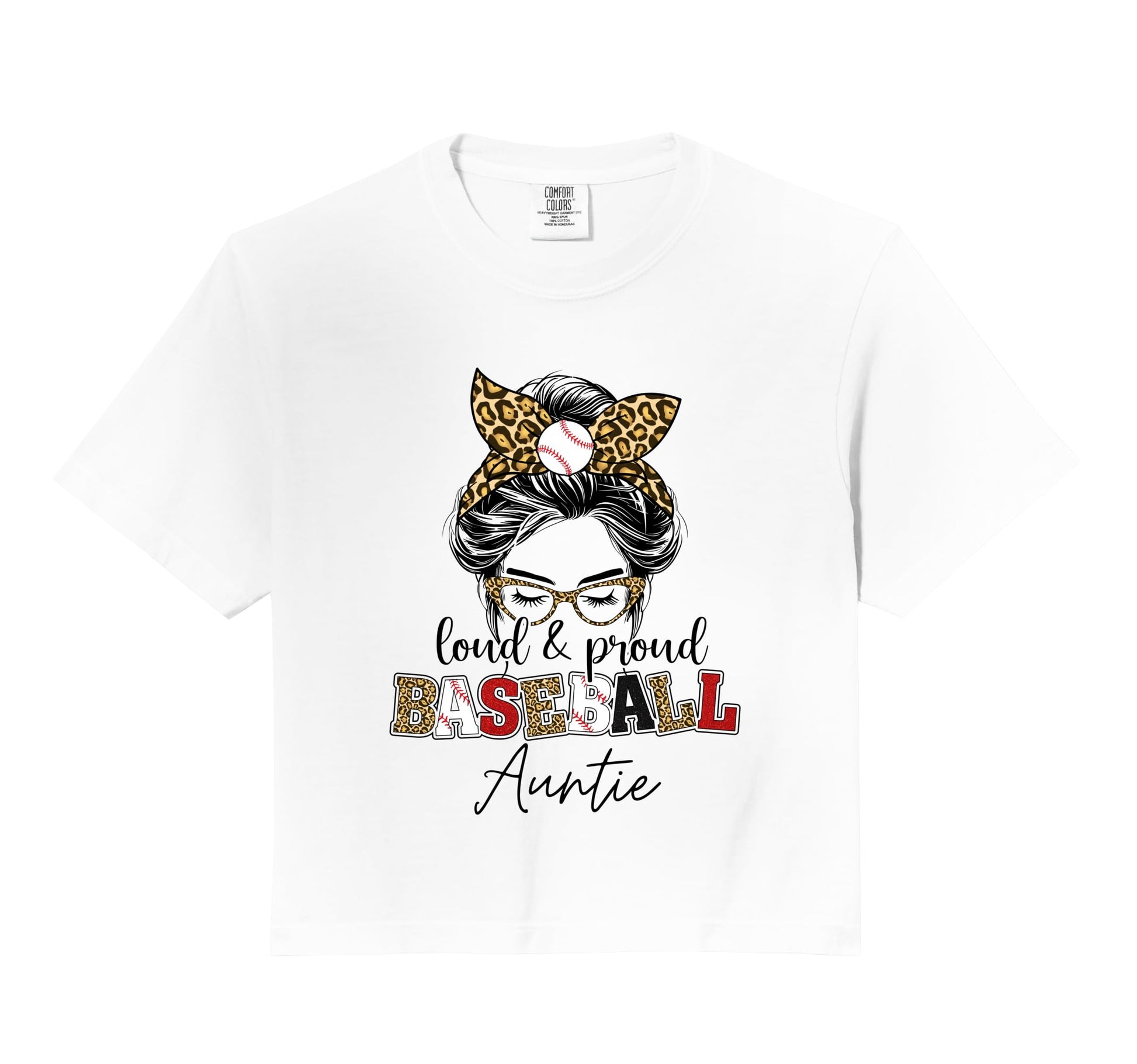 Proud Baseball Auntie Messy Bun Sweatshirt - Fun Novelty Design Men Women - T-Shirt, Sweatshirt, Hoodie