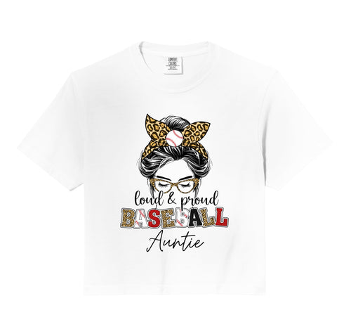 Proud Baseball Auntie Messy Bun Sweatshirt - Fun Novelty Design Men Women - T-Shirt, Sweatshirt, Hoodie
