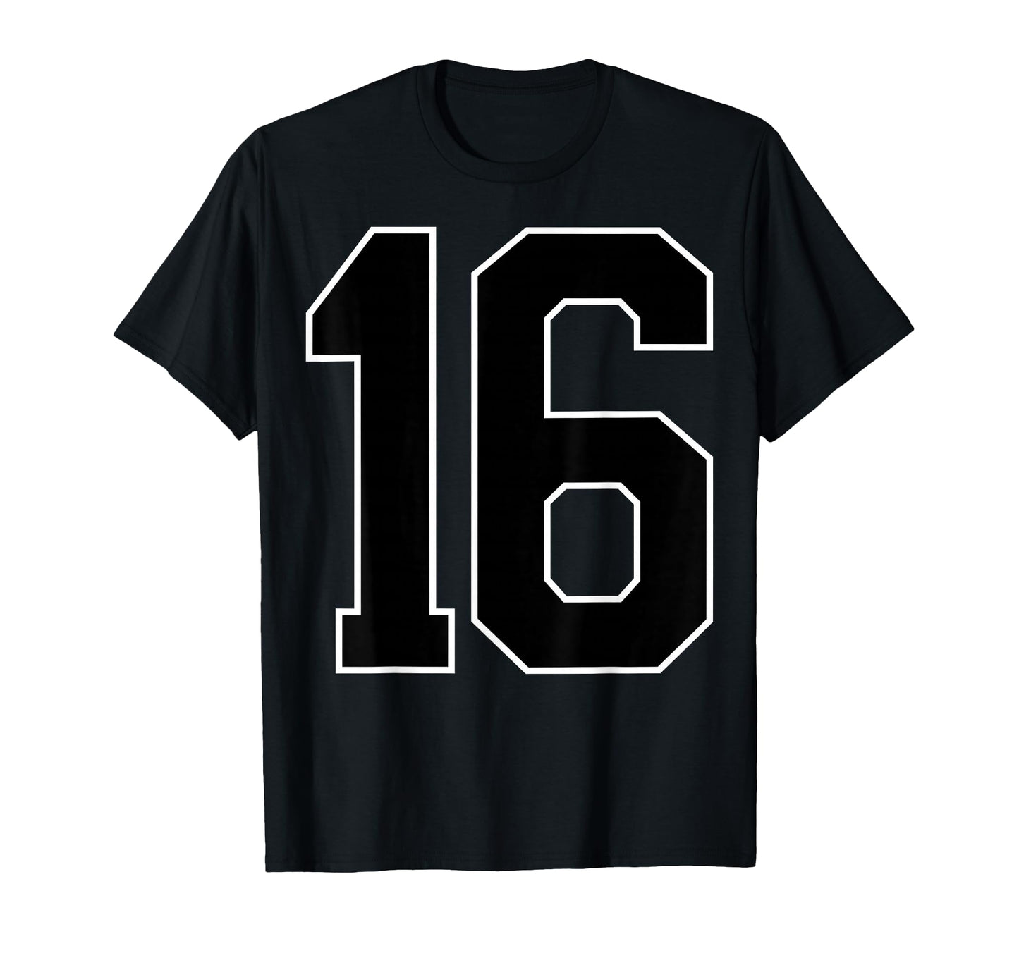Black Sports Team Number 16 Fan T-Shirt - Graphic Print Men Women - T-Shirt, Sweatshirt, Hoodie