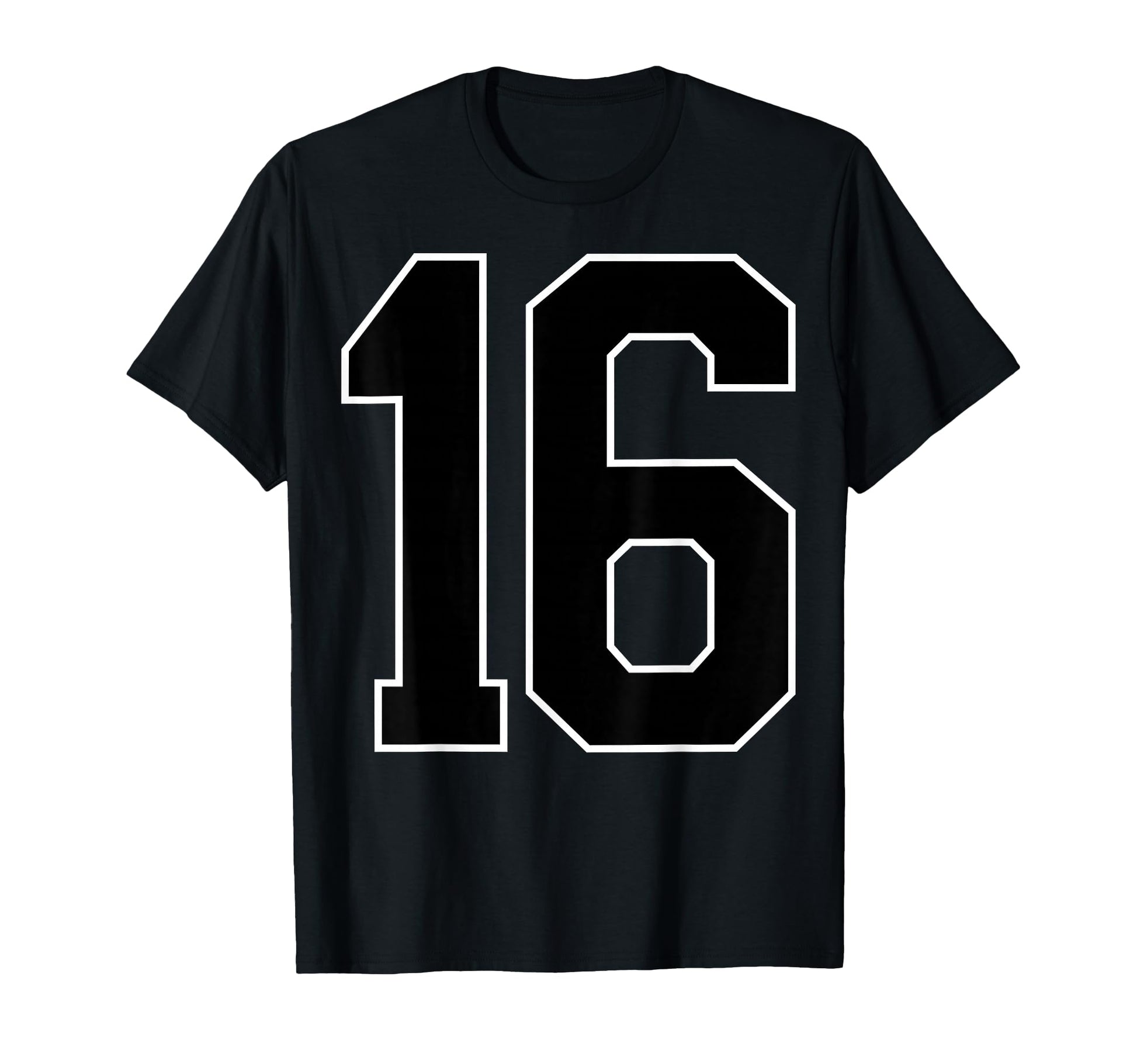 Black Sports Team Number 16 Fan T-Shirt - Graphic Print Men Women - T-Shirt, Sweatshirt, Hoodie