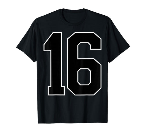 Black Sports Team Number 16 Fan T-Shirt - Graphic Print Men Women - T-Shirt, Sweatshirt, Hoodie