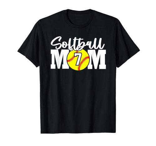 Softball Mom Number 7 T-Shirt - Fun Novelty Design Men Women - T-Shirt, Sweatshirt, Hoodie