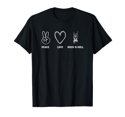 Peace Love Rock N Roll Guitar Music T-Shirt - Fun Novelty Design Unisex - T-Shirt, Sweatshirt, Hoodie