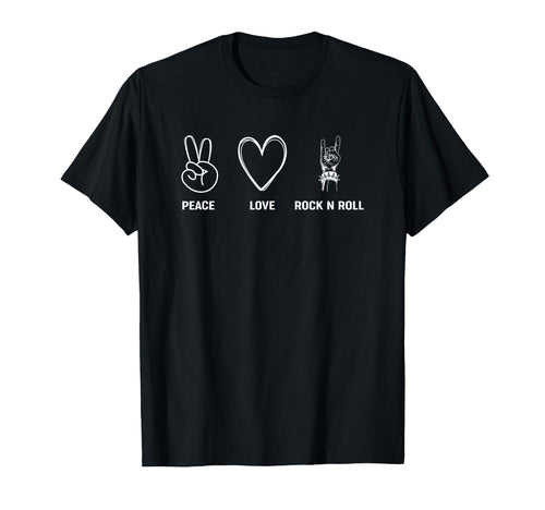 Peace Love Rock N Roll Guitar Music T-Shirt - Fun Novelty Design Unisex - T-Shirt, Sweatshirt, Hoodie