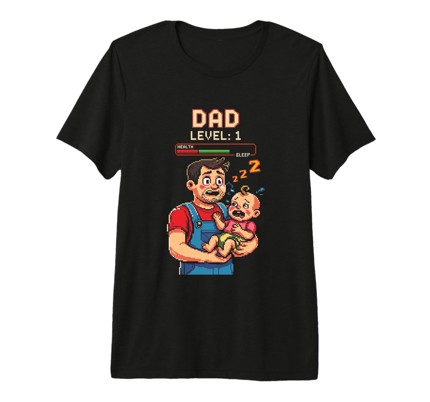 Dad Level 1 Funny Gamer Pixel Fathers Day T-Shirt - Unique Graphic Unisex - T-Shirt, Sweatshirt, Hoodie