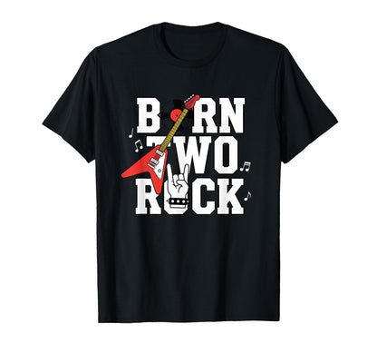 Birthday Born Two Rock 2Nd Birthday T-Shirt - Trendy Graphic Men Women - T-Shirt, Sweatshirt, Hoodie