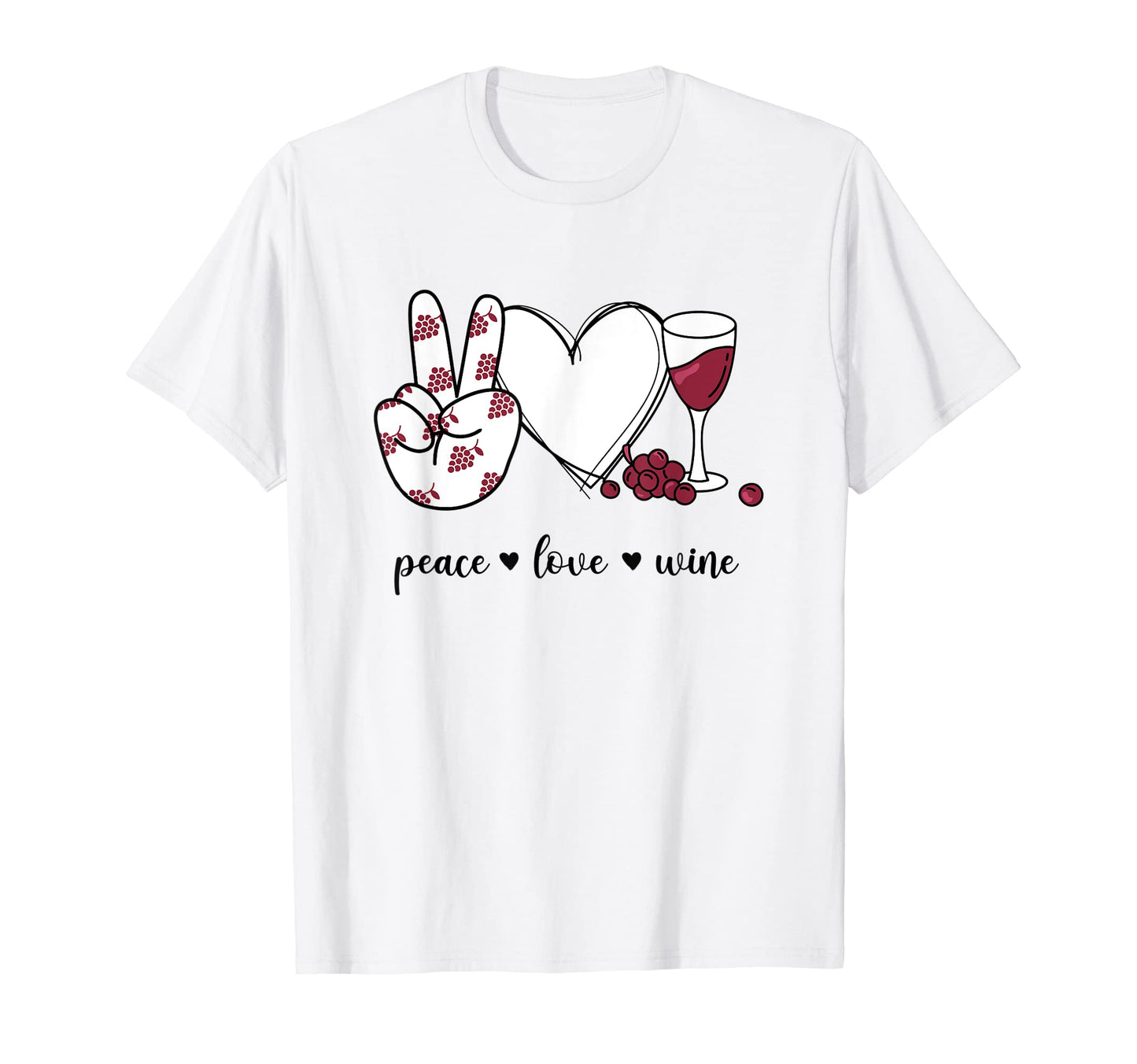 Peace Love Wine Peace Hand Sign Wine T-Shirt - Minimalist Print Men Women - T-Shirt, Sweatshirt, Hoodie