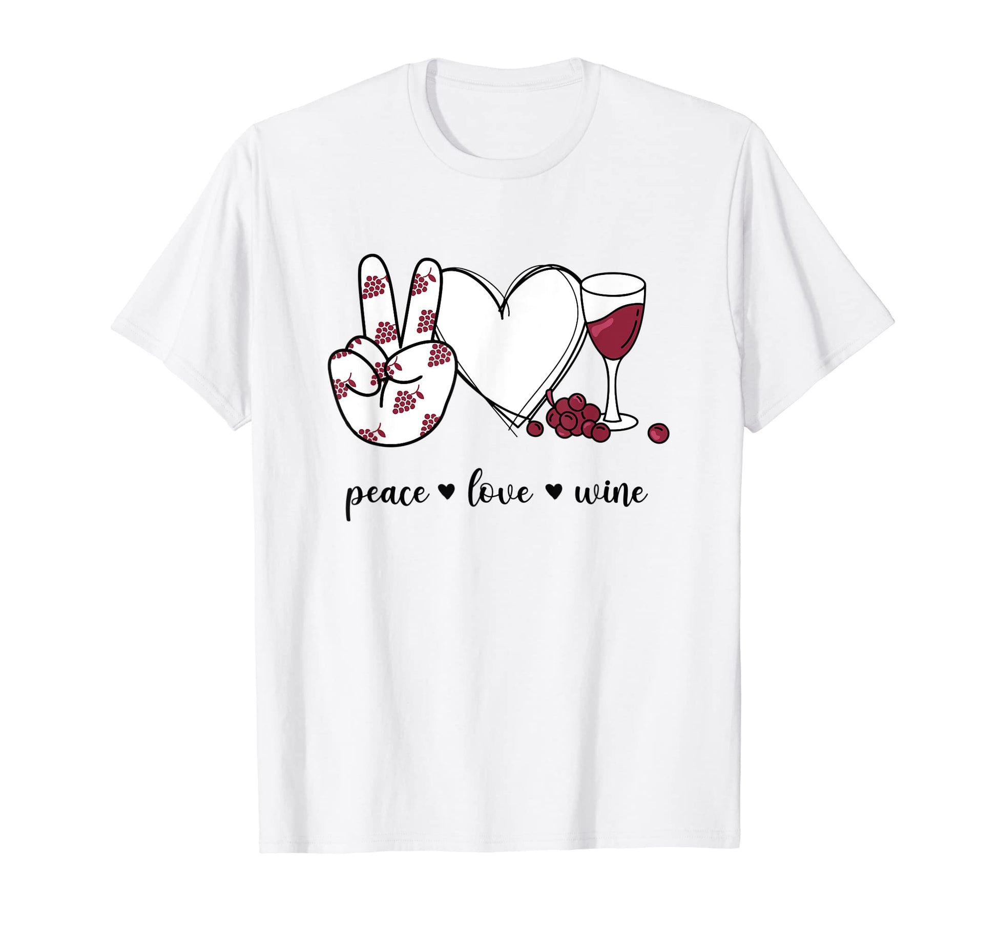 Peace Love Wine Peace Hand Sign Wine T-Shirt - Minimalist Print Men Women - T-Shirt, Sweatshirt, Hoodie
