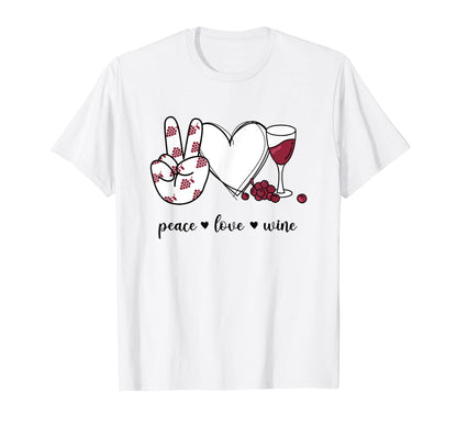 Peace Love Wine Peace Hand Sign Wine T-Shirt - Minimalist Print Men Women - T-Shirt, Sweatshirt, Hoodie