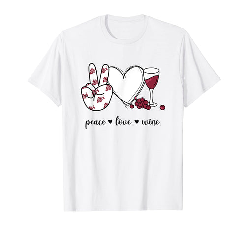Peace Love Wine Peace Hand Sign Wine T-Shirt - Minimalist Print Men Women - T-Shirt, Sweatshirt, Hoodie