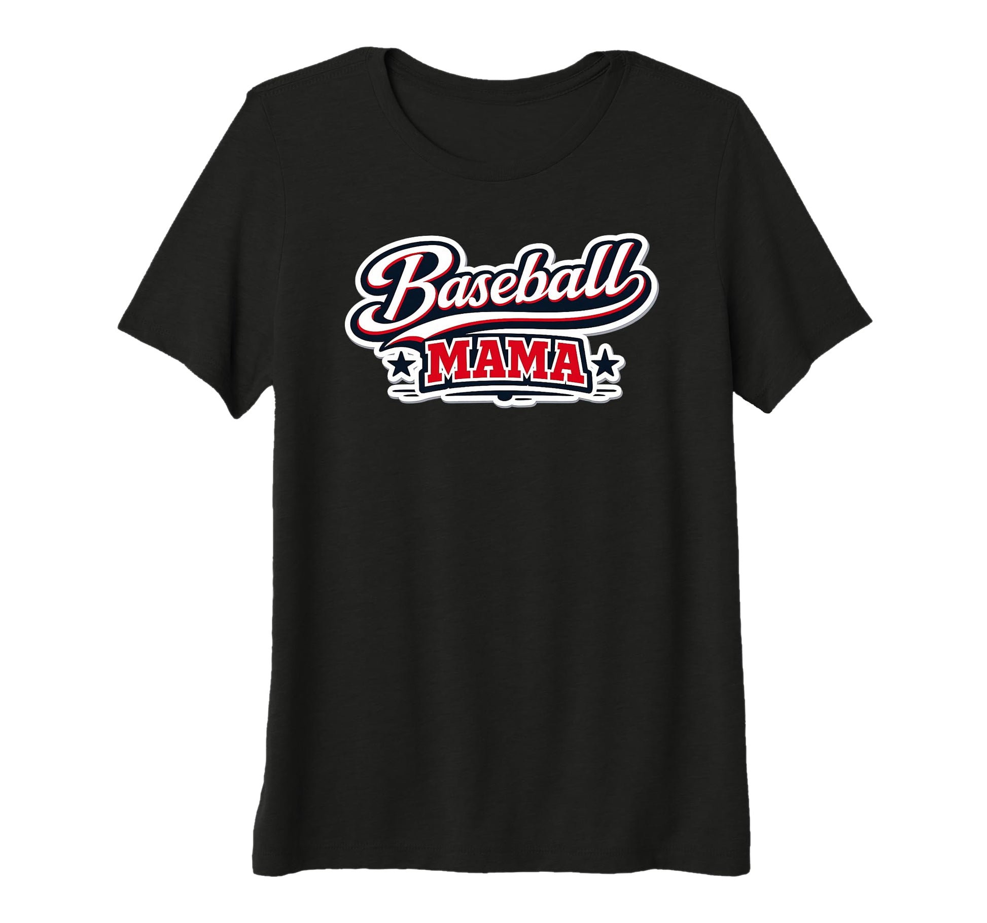 Womens Baseball Mama Script Red T-Shirt - Aesthetic Graphic for Adults - T-Shirt, Sweatshirt, Hoodie