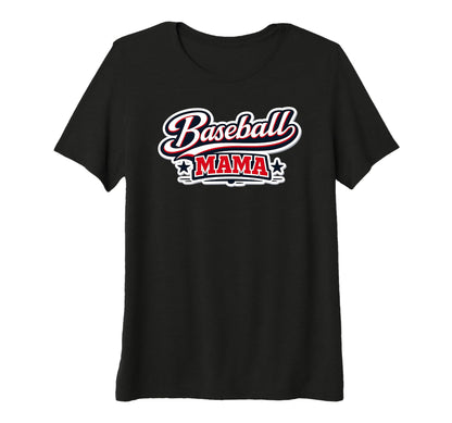 Womens Baseball Mama Script Red T-Shirt - Aesthetic Graphic for Adults - T-Shirt, Sweatshirt, Hoodie