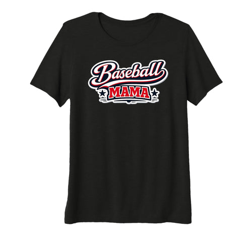 Womens Baseball Mama Script Red T-Shirt - Aesthetic Graphic for Adults - T-Shirt, Sweatshirt, Hoodie