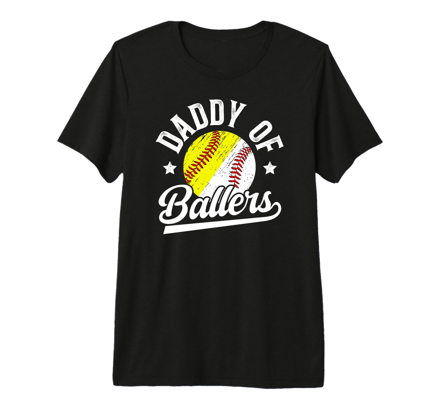 Mens Daddy Ballers Softball Baseball T-Shirt - Graphic Print for Adults - T-Shirt, Sweatshirt, Hoodie