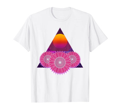 Floral Sunset Flower Vaporwave 80S Art T-Shirt - Trendy Graphic for Adults - T-Shirt, Sweatshirt, Hoodie