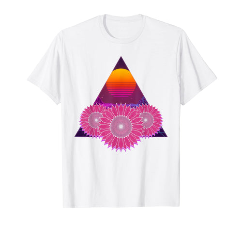 Floral Sunset Flower Vaporwave 80S Art T-Shirt - Trendy Graphic for Adults - T-Shirt, Sweatshirt, Hoodie