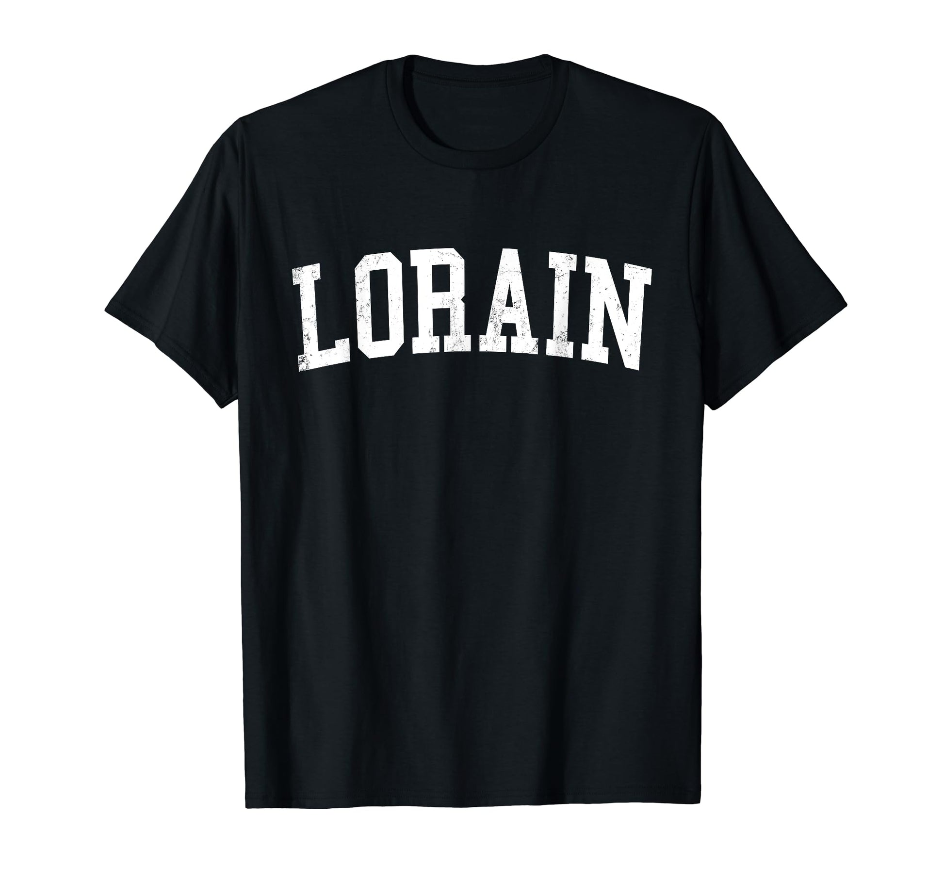 Lorain Oh Distressed White Varsity T-Shirt - Streetwear Style for Adults - T-Shirt, Sweatshirt, Hoodie