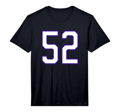 Number 52 Sports Team White Purple T-Shirt - Minimalist Print Unisex - T-Shirt, Sweatshirt, Hoodie