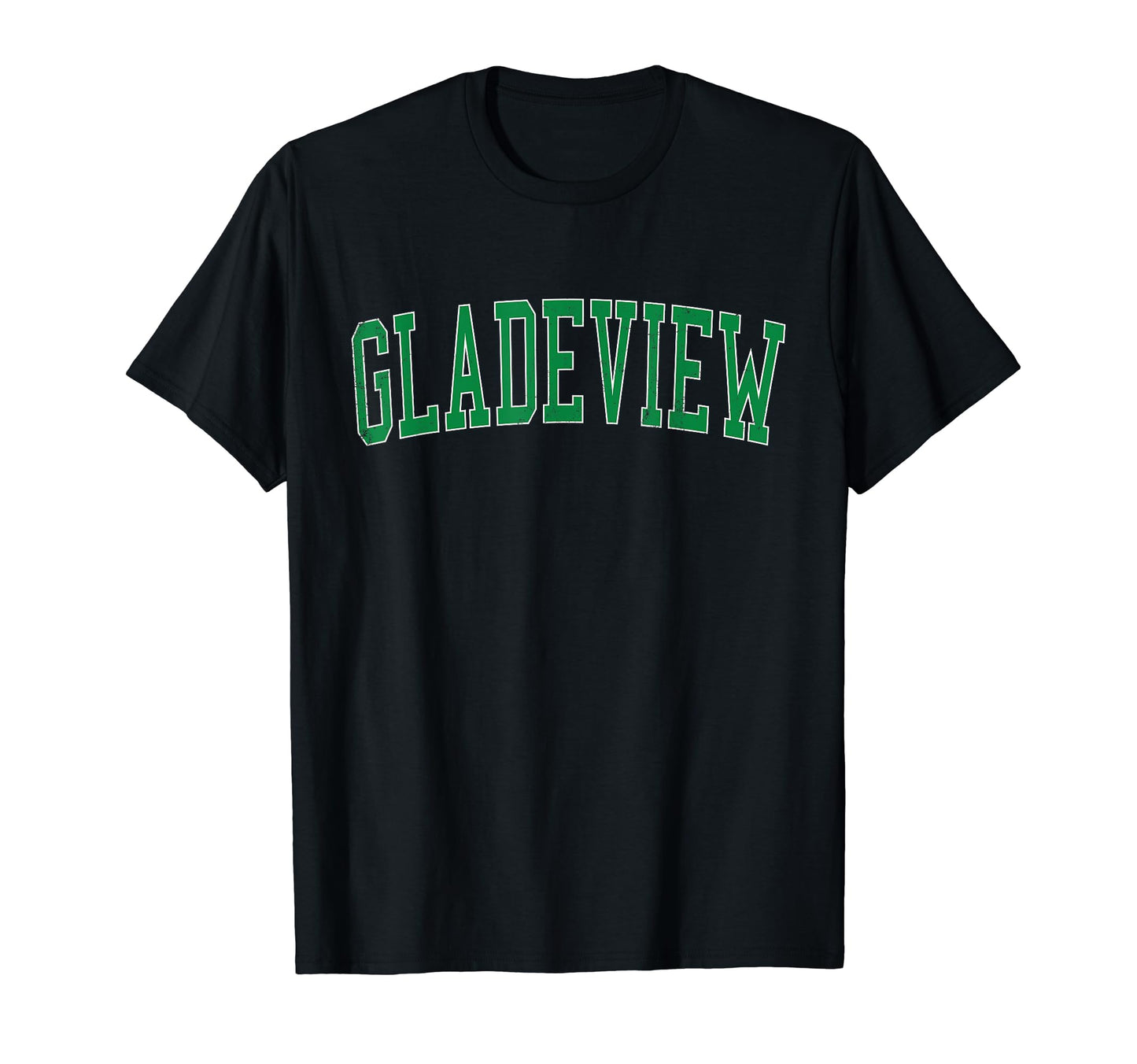 Gladeview Fl Distressed Green Varsity T-Shirt - Novelty Apparel Unisex - T-Shirt, Sweatshirt, Hoodie
