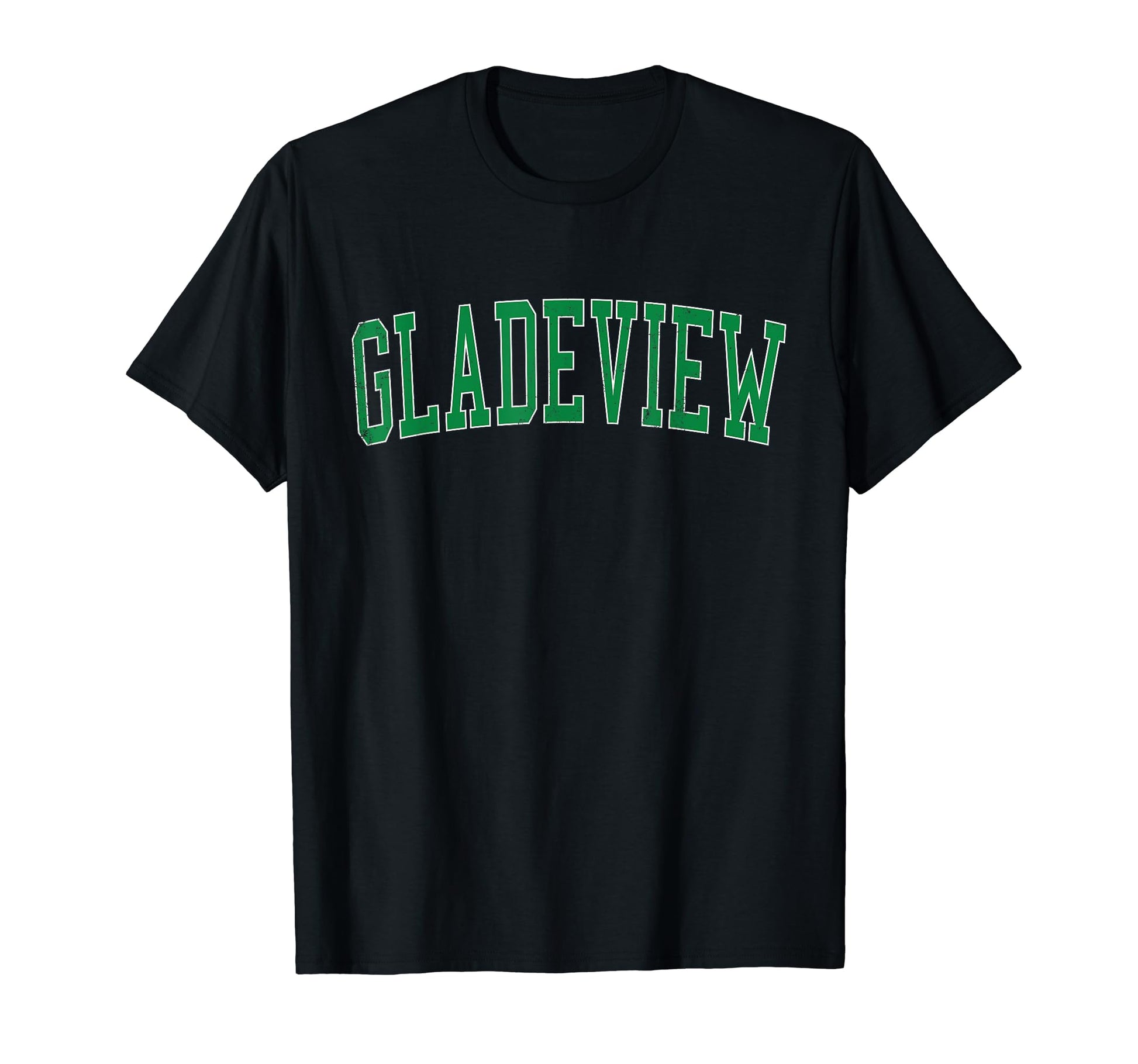 Gladeview Fl Distressed Green Varsity T-Shirt - Novelty Apparel Unisex - T-Shirt, Sweatshirt, Hoodie