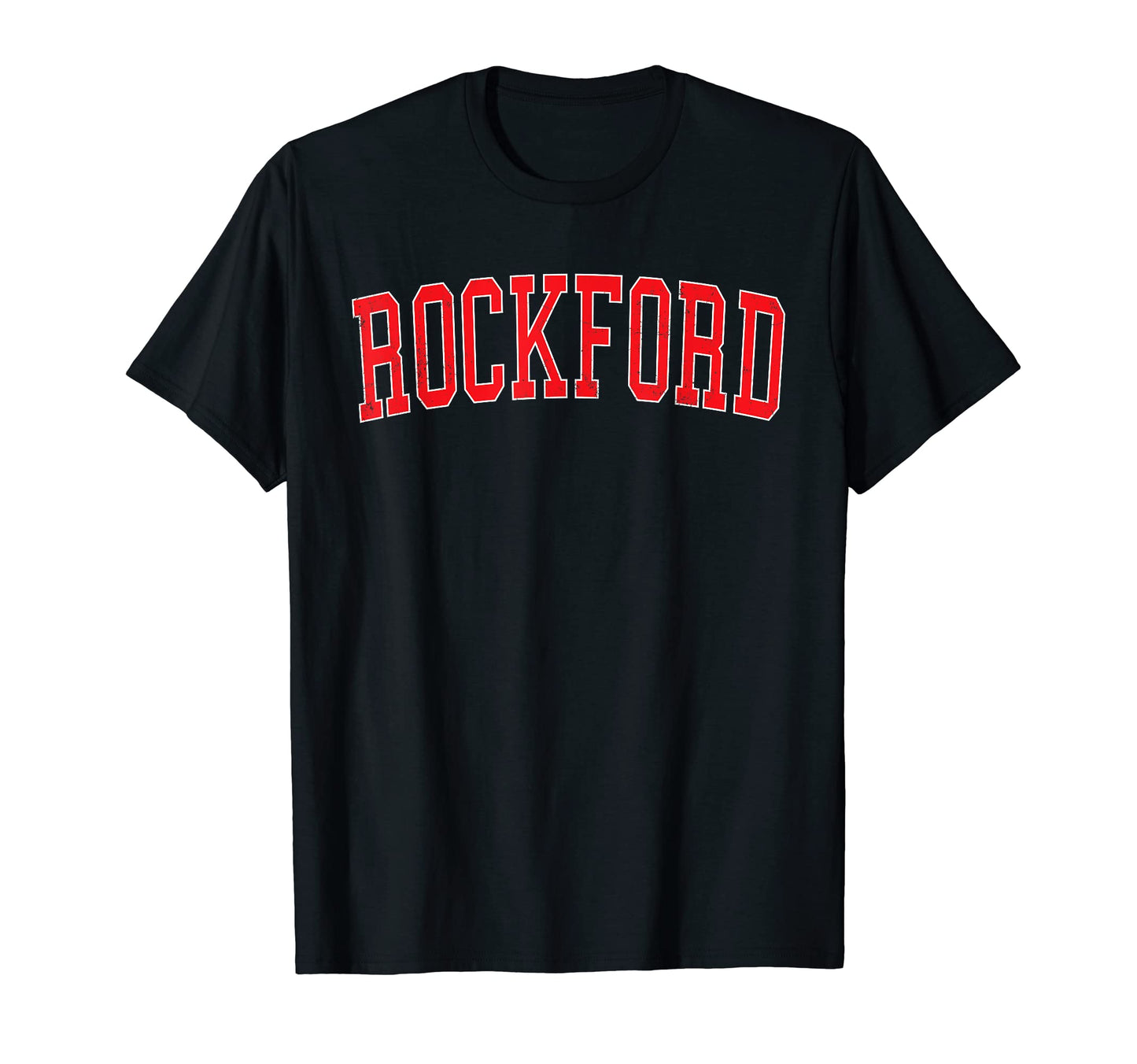 Rockford Il Varsity Red Text T-Shirt - Trendy Graphic for Adults - T-Shirt, Sweatshirt, Hoodie