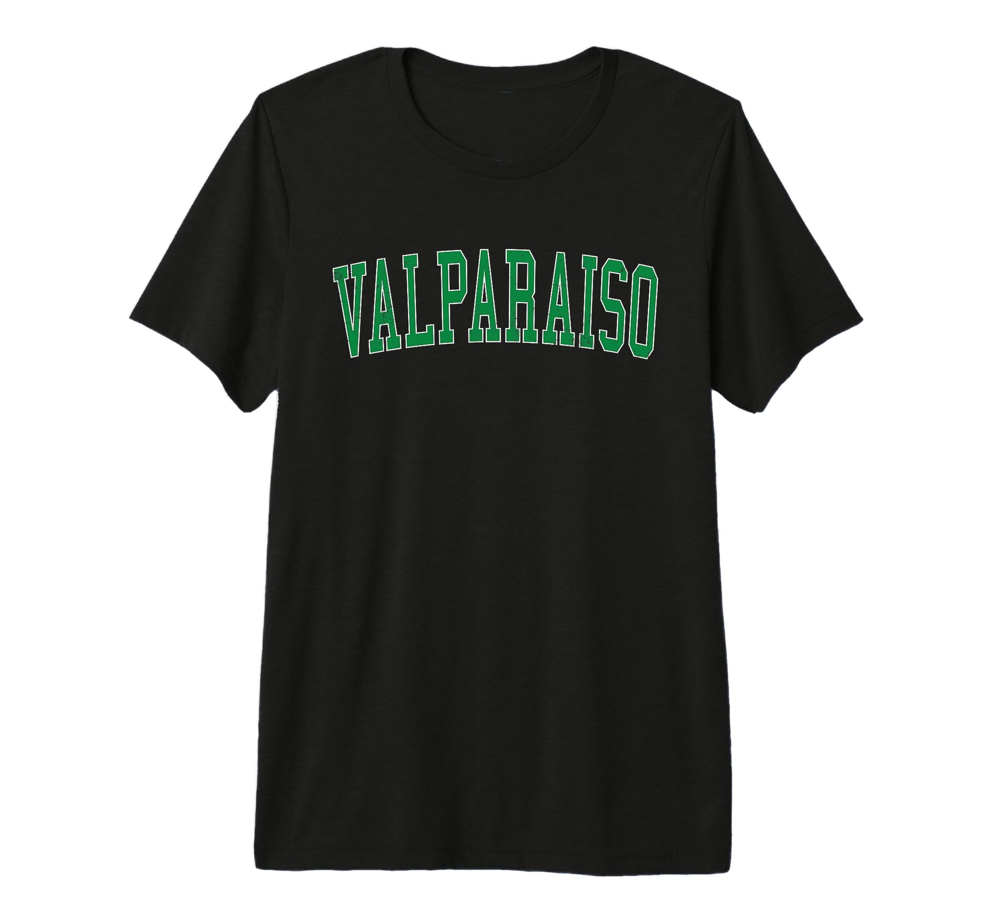 Valparaiso Distressed Green Varsity Tri T-Shirt - Trendy Graphic Men Women - T-Shirt, Sweatshirt, Hoodie