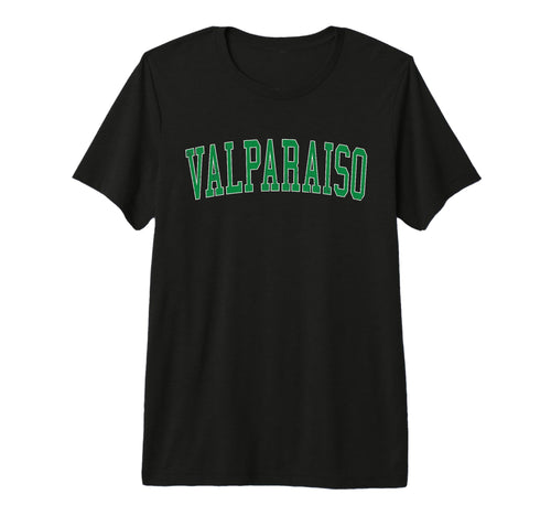 Valparaiso Distressed Green Varsity Tri T-Shirt - Trendy Graphic Men Women - T-Shirt, Sweatshirt, Hoodie