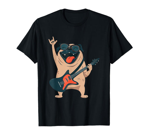 Funny Pug Rock Music Guitar Player T-Shirt - Aesthetic Graphic for Adults - T-Shirt, Sweatshirt, Hoodie