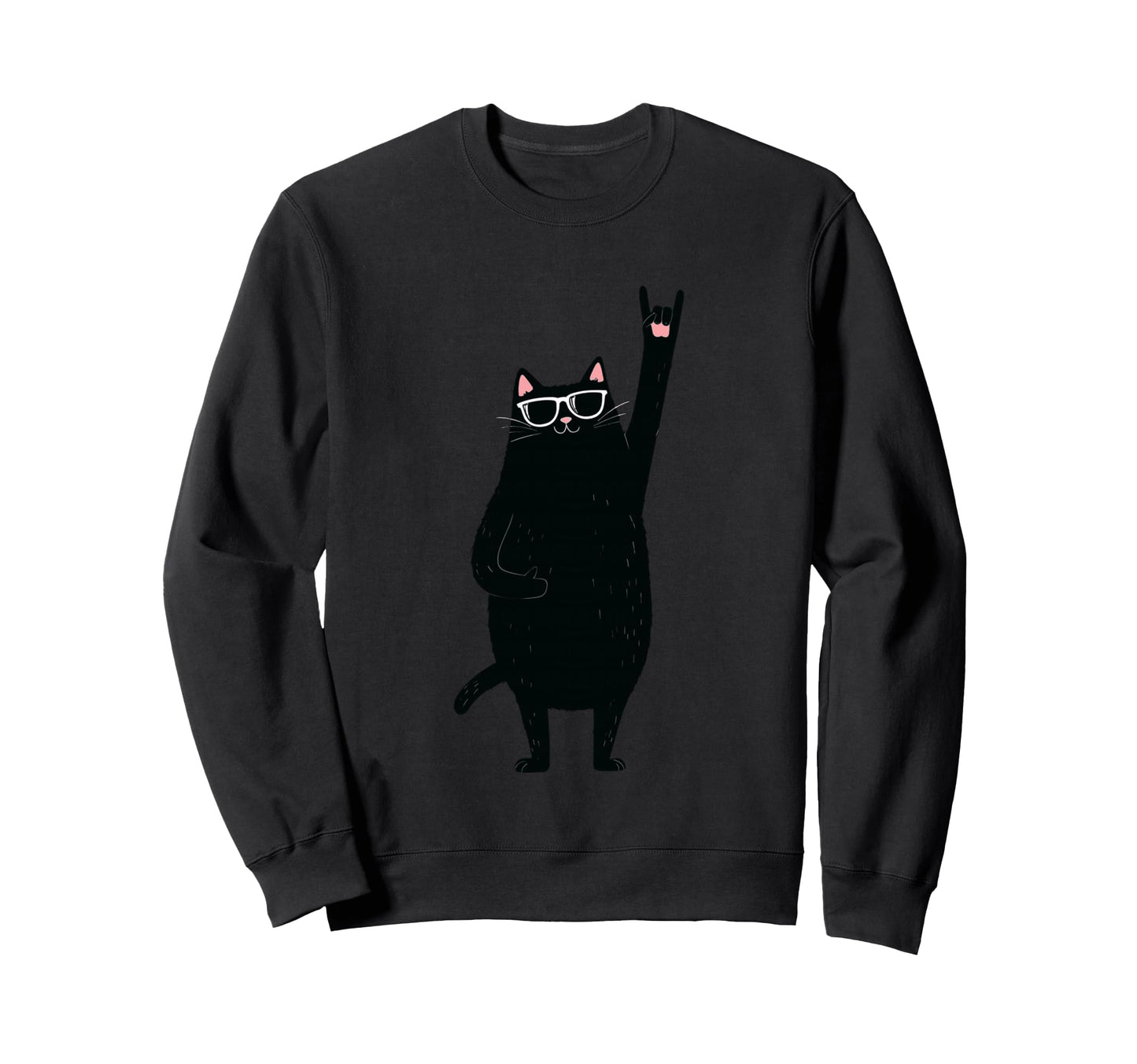Cat Rock Black Cat Sunglasses Funny Sweatshirt - Unique Graphic for Adults - T-Shirt, Sweatshirt, Hoodie