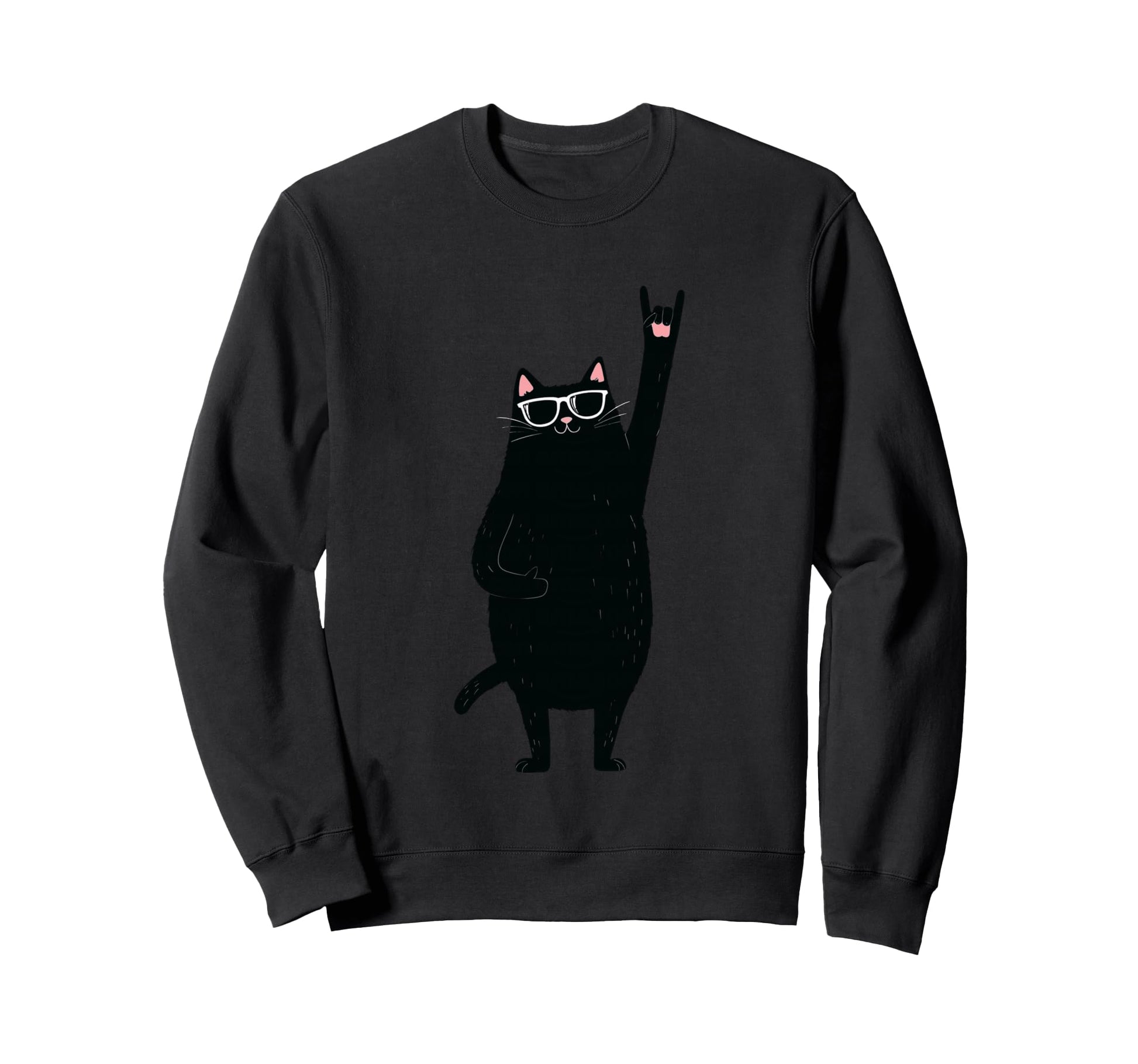 Cat Rock Black Cat Sunglasses Funny Sweatshirt - Unique Graphic for Adults - T-Shirt, Sweatshirt, Hoodie