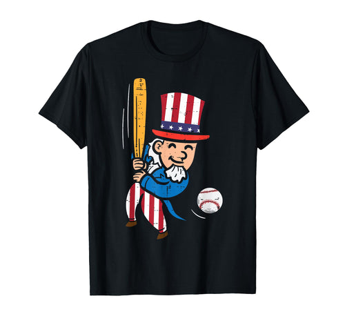 Uncle Sam Playing Baseball 4Th July T-Shirt - Aesthetic Graphic for Adults - T-Shirt, Sweatshirt, Hoodie