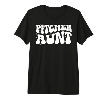 Baseball Pitcher Aunt Groovy Baseball T-Shirt - Trendy Graphic Men Women - T-Shirt, Sweatshirt, Hoodie