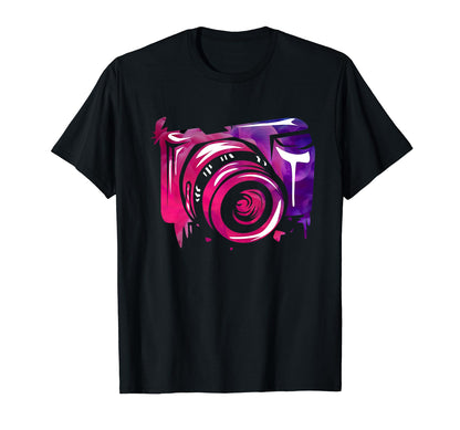 Watercolor Camera Photography Image T-Shirt - Custom Art Print Men Women - T-Shirt, Sweatshirt, Hoodie