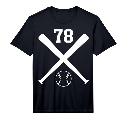 Baseball Softball Number 78 Performance T-Shirt - Aesthetic Graphic Unisex - T-Shirt, Sweatshirt, Hoodie