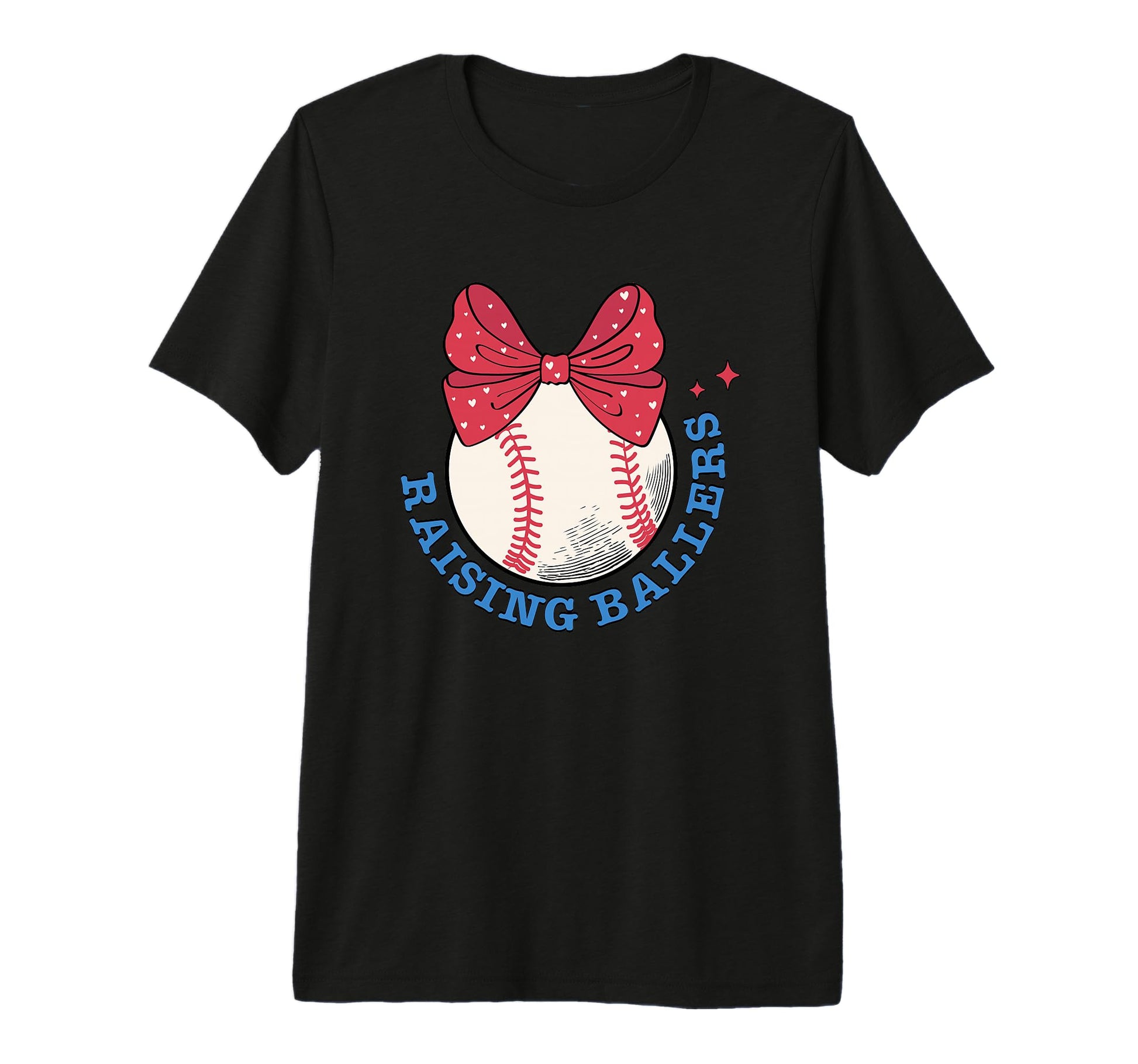 Raising Ballers Baseball Red Bow Heart T-Shirt - Minimalist Print Unisex - T-Shirt, Sweatshirt, Hoodie