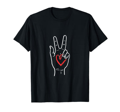 Peace Love Heart Hand Gesture Symbol T-Shirt - Streetwear Style for Adults - T-Shirt, Sweatshirt, Hoodie