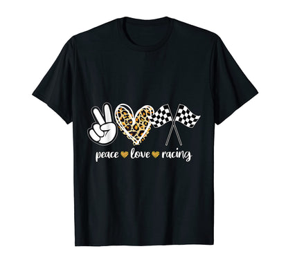 Peace Love Racing T-Shirt - Fun Novelty Design Men Women - T-Shirt, Sweatshirt, Hoodie