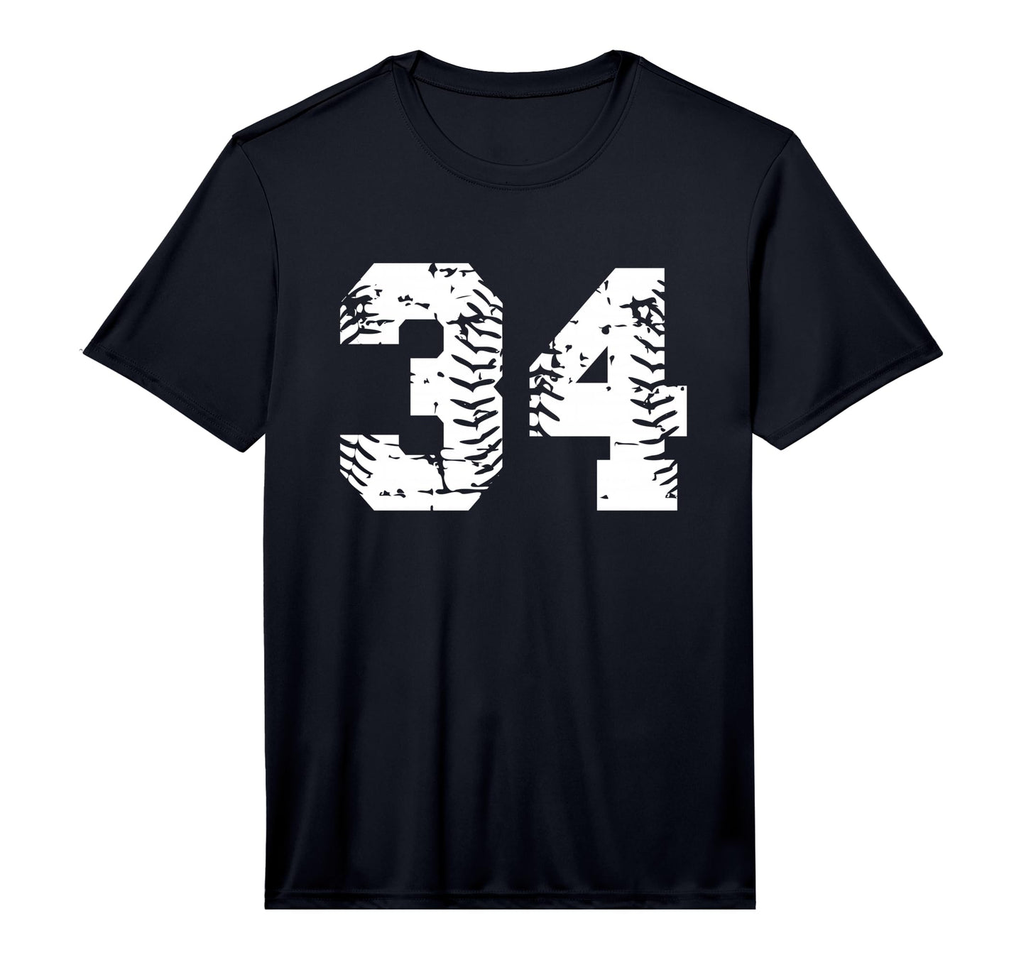 Number 34 Softball Baseball Grunge T-Shirt - Graphic Print for Adults - T-Shirt, Sweatshirt, Hoodie