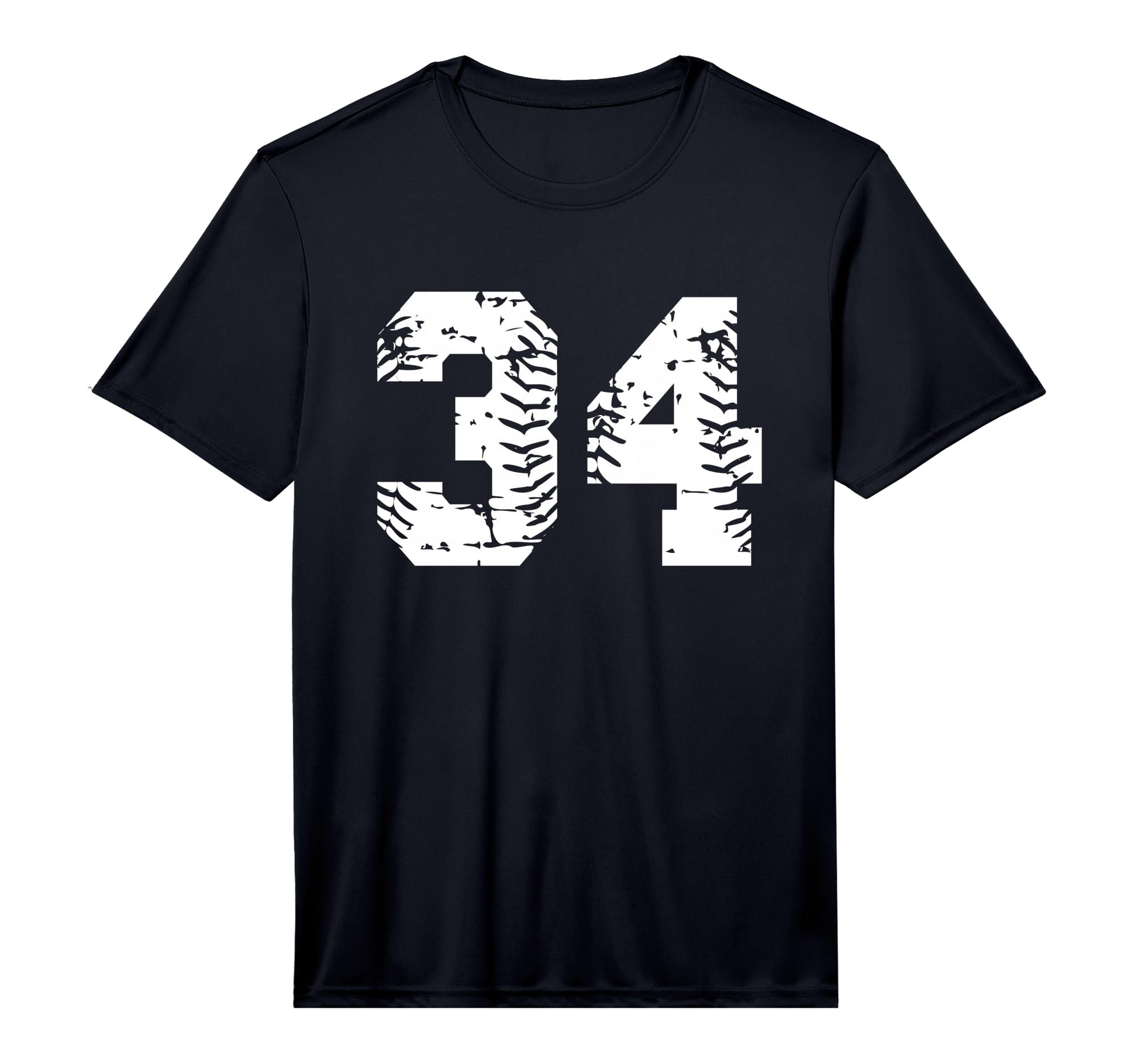 Number 34 Softball Baseball Grunge T-Shirt - Graphic Print for Adults - T-Shirt, Sweatshirt, Hoodie