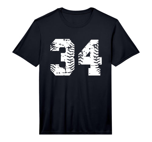 Number 34 Softball Baseball Grunge T-Shirt - Graphic Print for Adults - T-Shirt, Sweatshirt, Hoodie