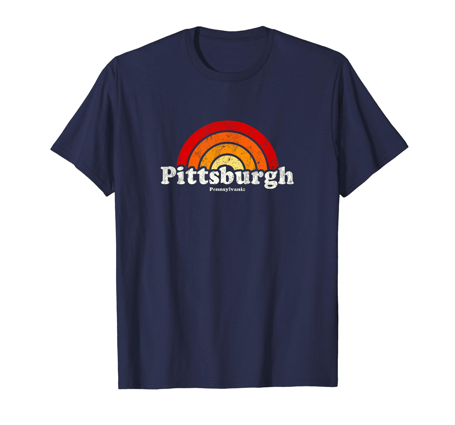 Pittsburgh Pennsylvania Pa 70S Rainbow T-Shirt - Trendy Graphic Unisex - T-Shirt, Sweatshirt, Hoodie