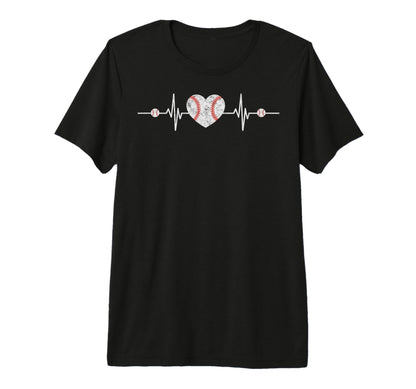 Baseball Player Heart Heartbeat T-Shirt - Fun Novelty Design for Adults - T-Shirt, Sweatshirt, Hoodie