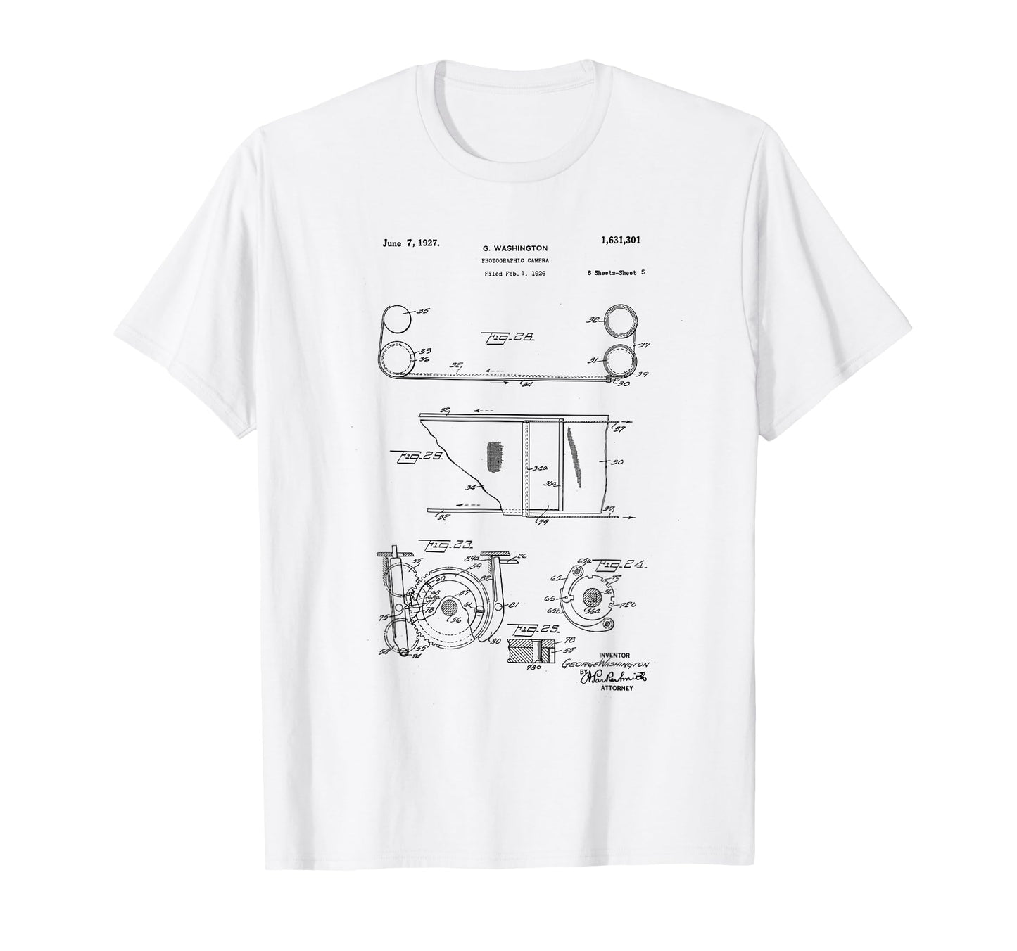 Camera Photographic Patent 1927 Drawing T-Shirt - Novelty Apparel Unisex - T-Shirt, Sweatshirt, Hoodie