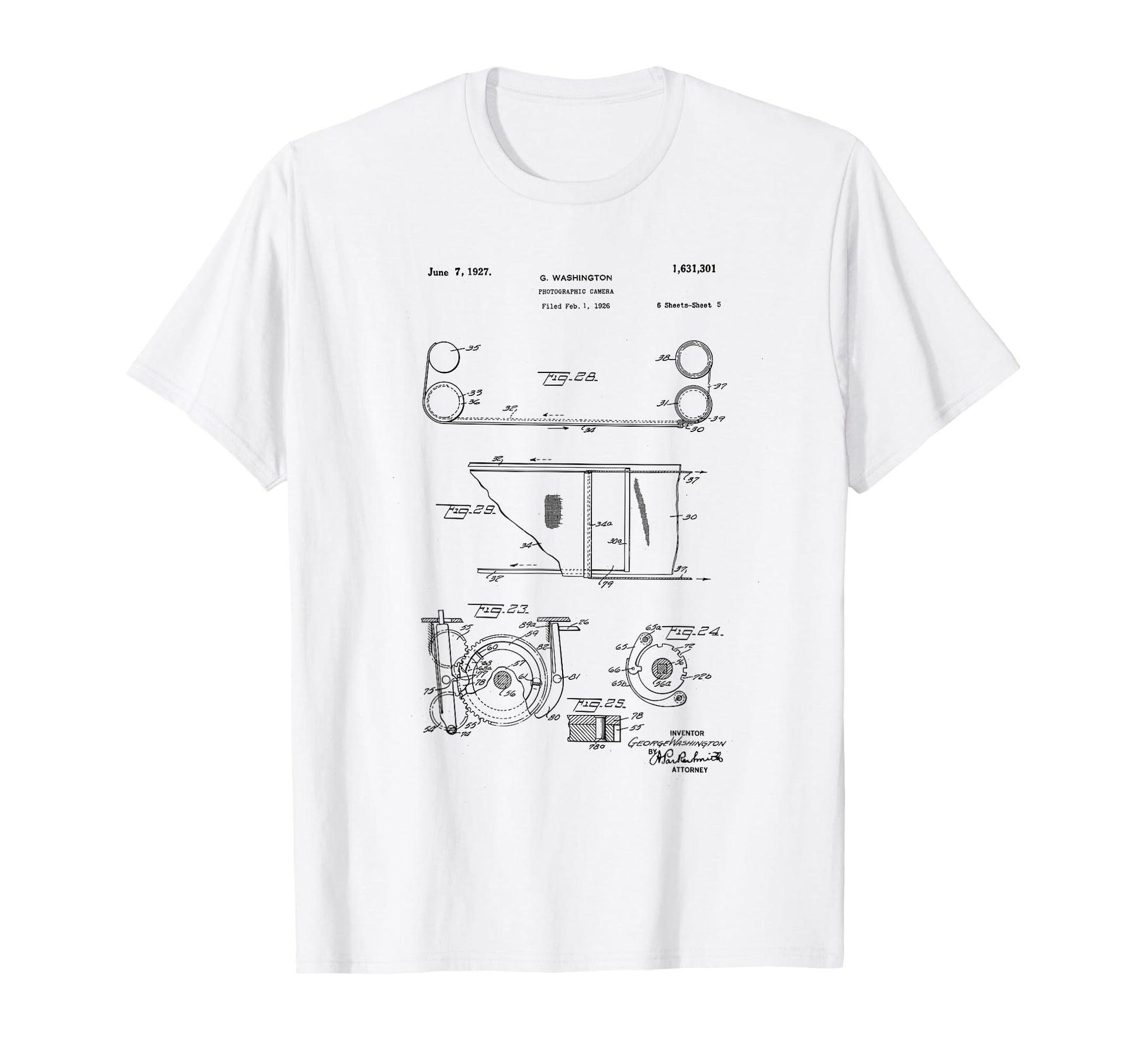 Camera Photographic Patent 1927 Drawing T-Shirt - Novelty Apparel Unisex - T-Shirt, Sweatshirt, Hoodie