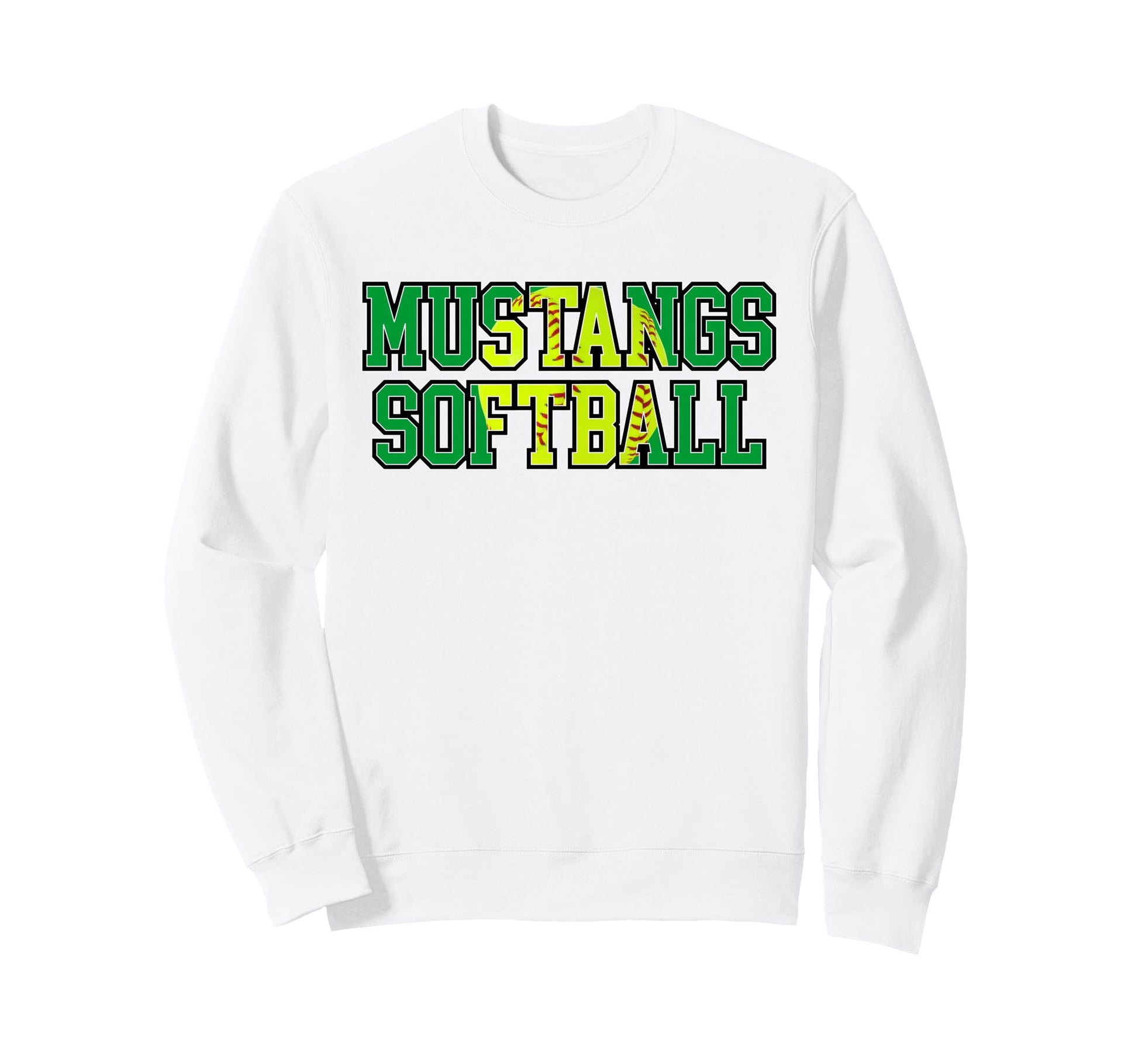 Mustangs Softball Mom Green Mustang Sweatshirt - Graphic Print Unisex - T-Shirt, Sweatshirt, Hoodie