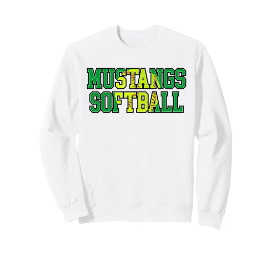 Mustangs Softball Mom Green Mustang Sweatshirt - Graphic Print Unisex - T-Shirt, Sweatshirt, Hoodie