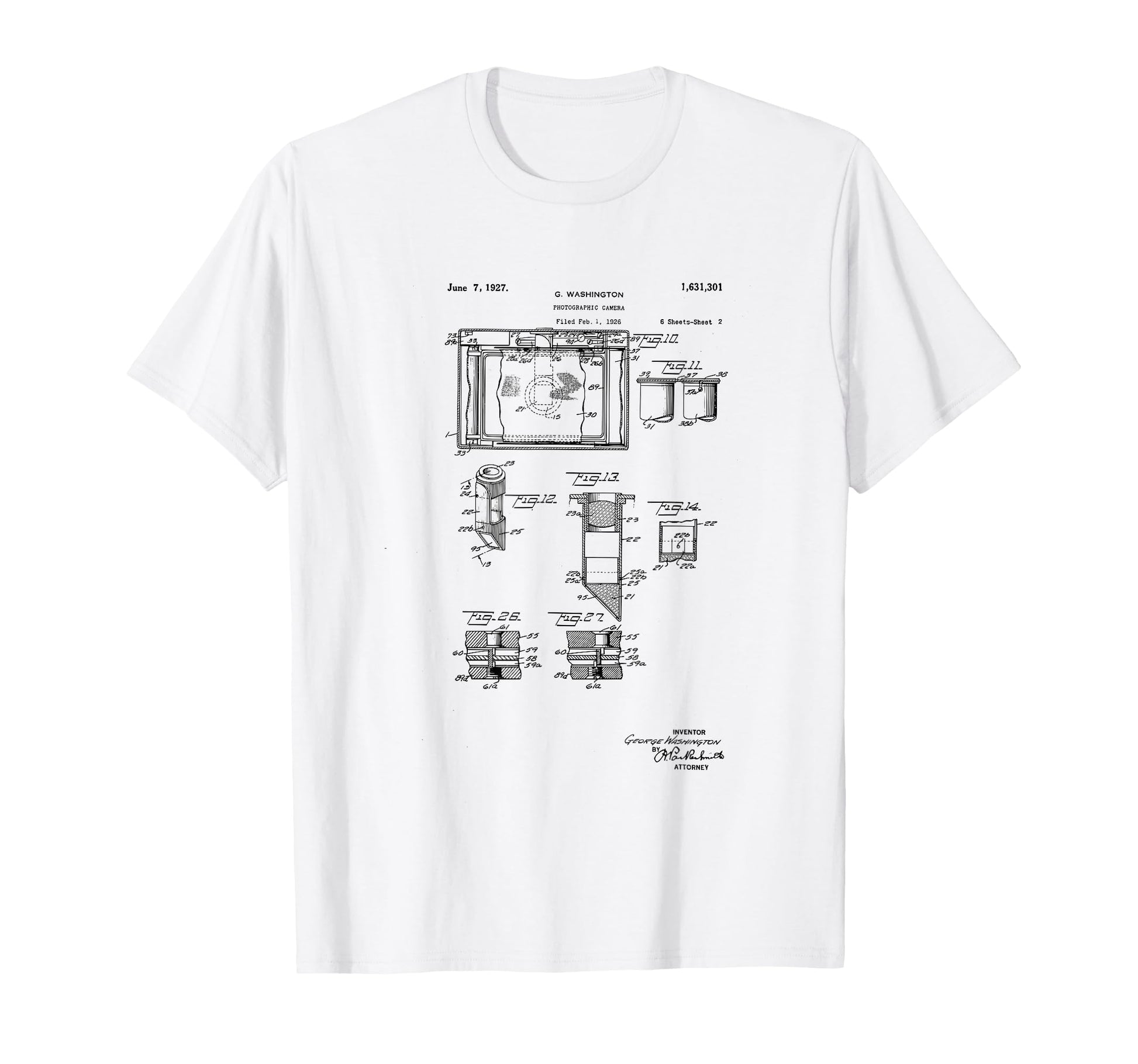 Camera Photographic Patent 1927 Drawing T-Shirt - Trendy Graphic Unisex - T-Shirt, Sweatshirt, Hoodie